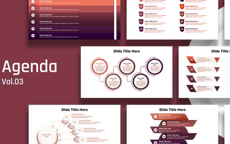 business agenda slides infographic color variations original