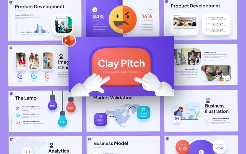 business claymorphism pitch deck powerpoint template original