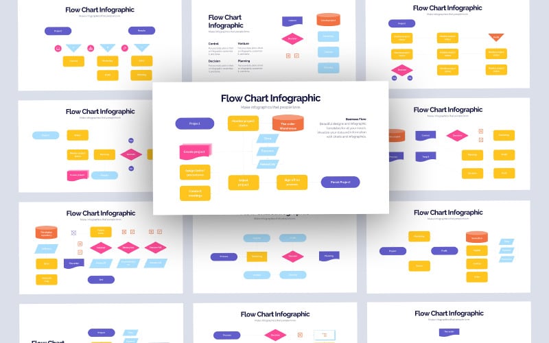 business flow chart infographic powerpoint template original