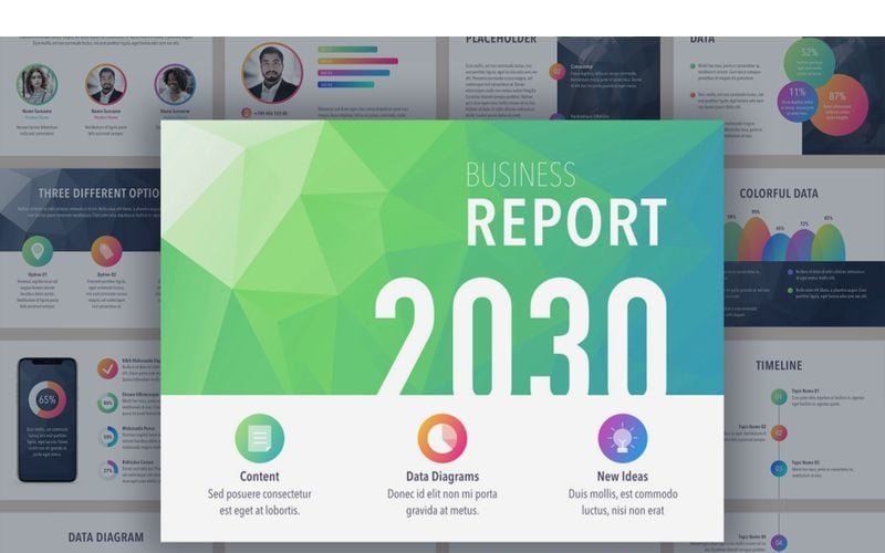 business report colorite powerpoint template original