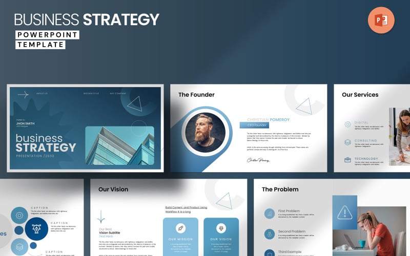 business strategy layout powerpoint template original