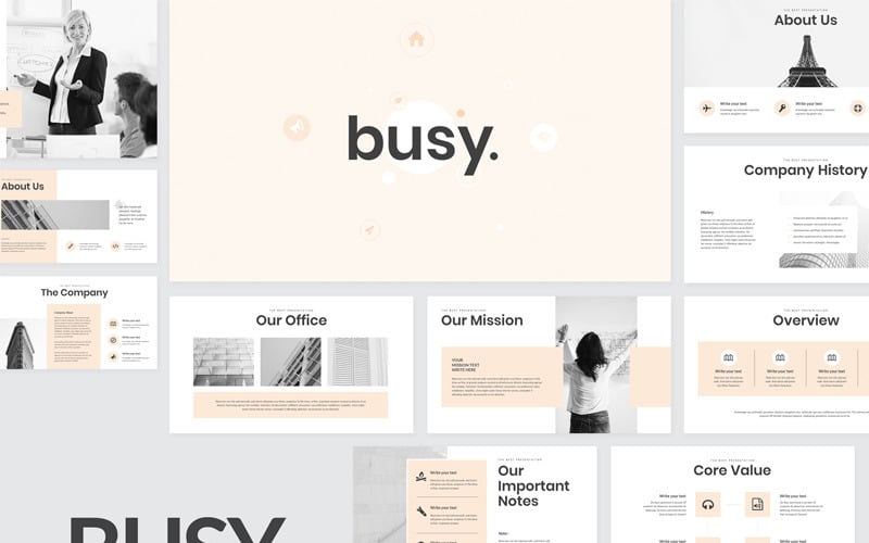busy modern clean business powerpoint template original