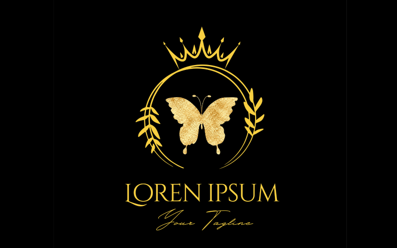 butterfly golden emblem king icon illustration leaf logo original