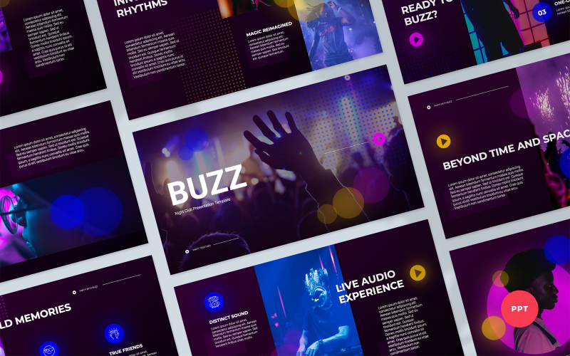 buzz night club presentation powerpoint template original