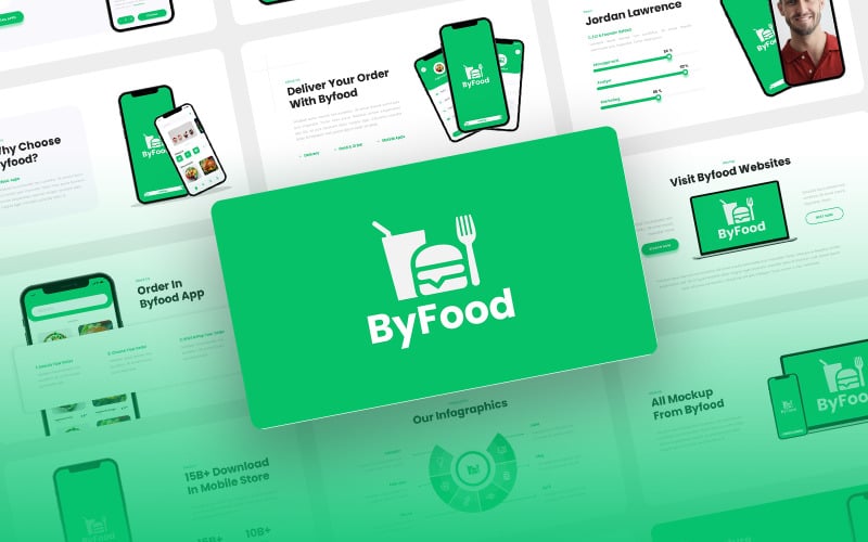 byfood food delivery mobile app amp saas powerpoint template original