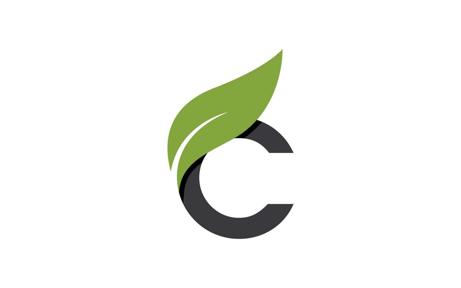 c initial letter with green leaf original
