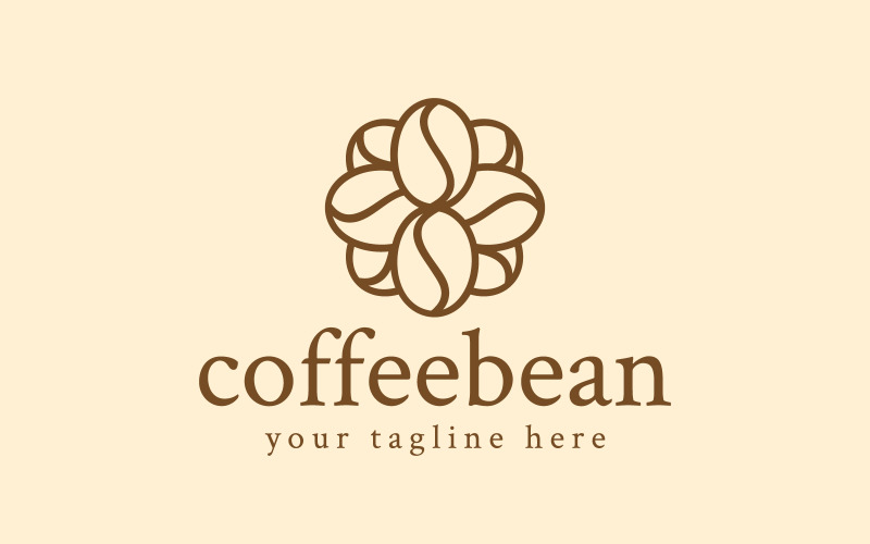 cafe floral decorative coffee bean logo original