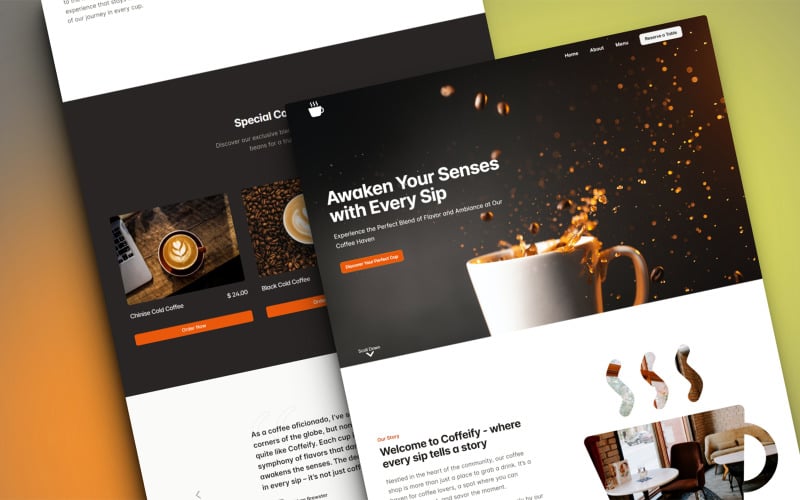 caffeino coffee shop html landing page template original
