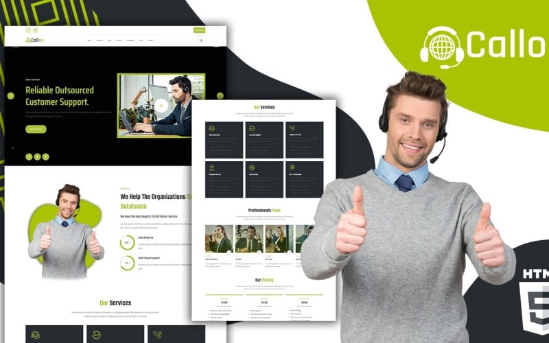 callon outsourcing call center landing page template original