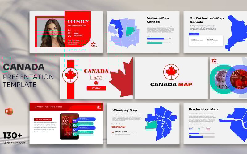 canada all city map presentation template original
