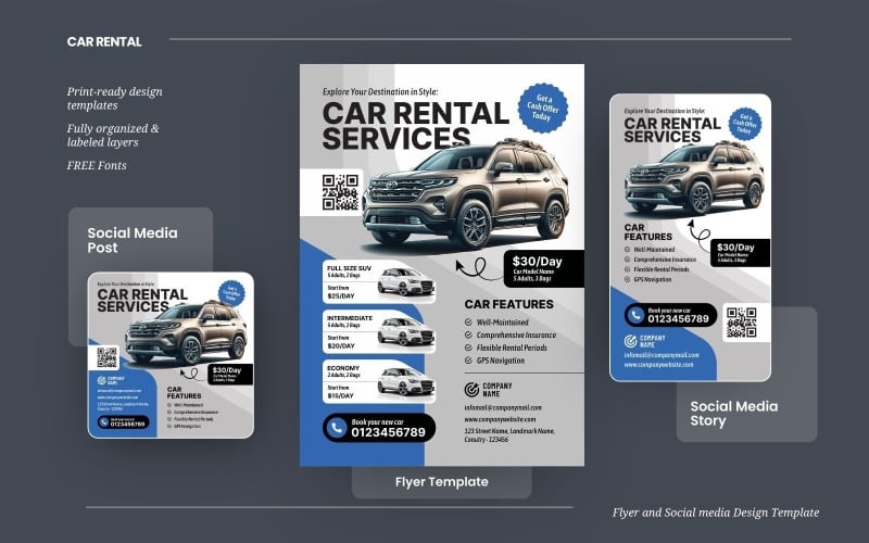 car rental or car hire templates original
