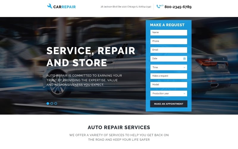 car repair responsive landing page template original