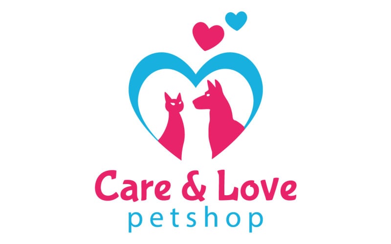 care and love pet shop logo template original