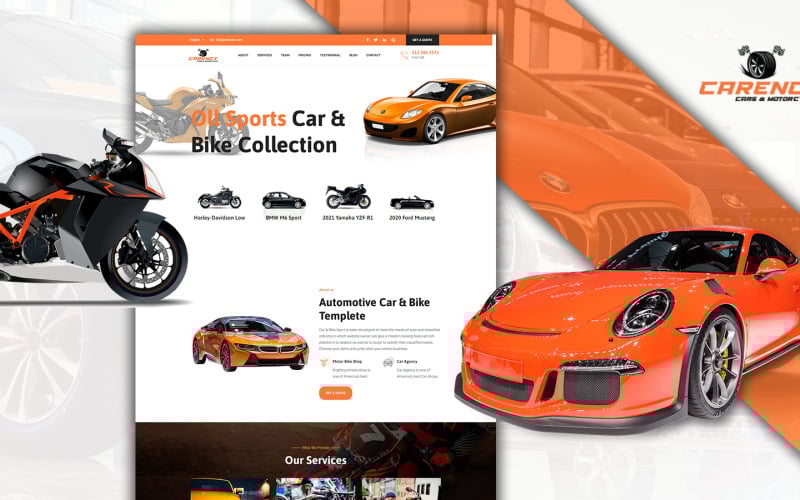 carency car showroom landing page html template original