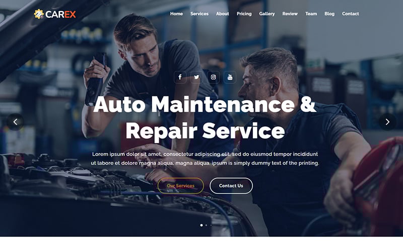 carex car repair and auto services landing page template original