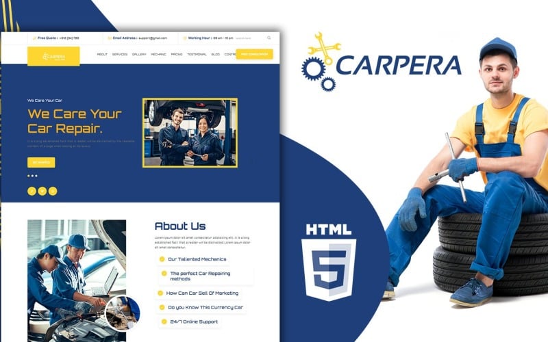 carpera car repair garage landing page template original
