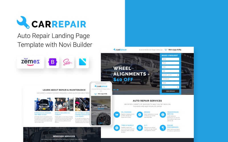 carrepair auto repair workshop with built in novi builder landing page template original