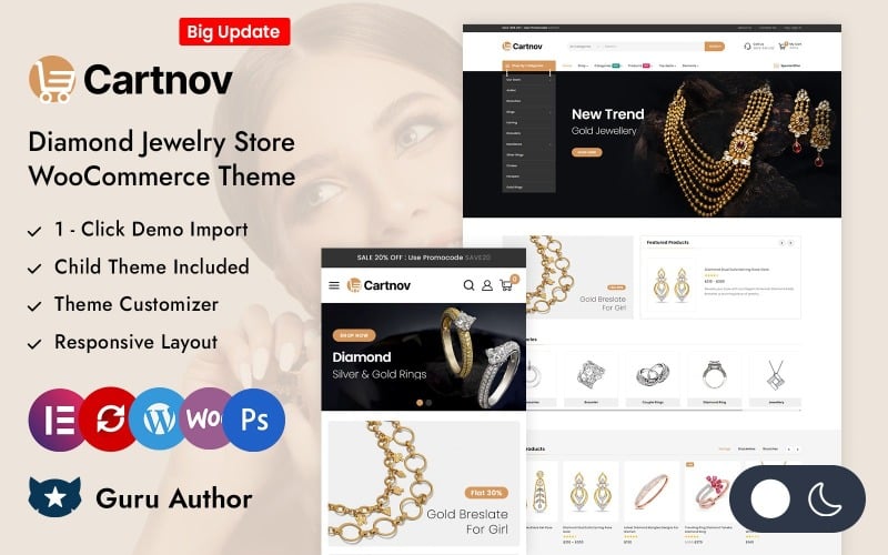 cartnov diamond jewelry store elementor woocommerce responsive theme original