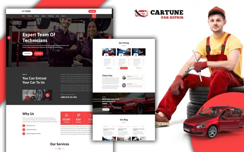 cartune car repair services landing page html template original