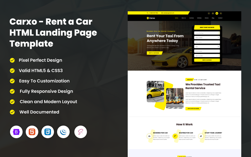 carxo rent a car html landing page template original
