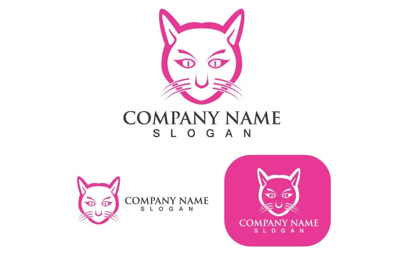 cat and cute logo and symbol v original