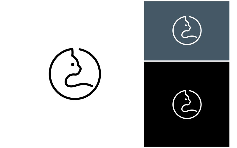 cat kitten circle line logo original