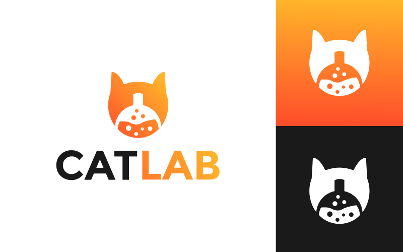 cat lab logo design template original