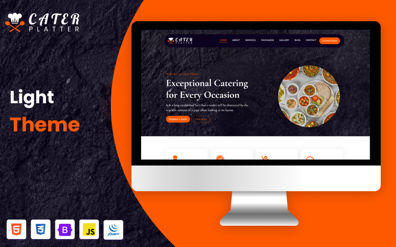 cater platter one page catering website template original