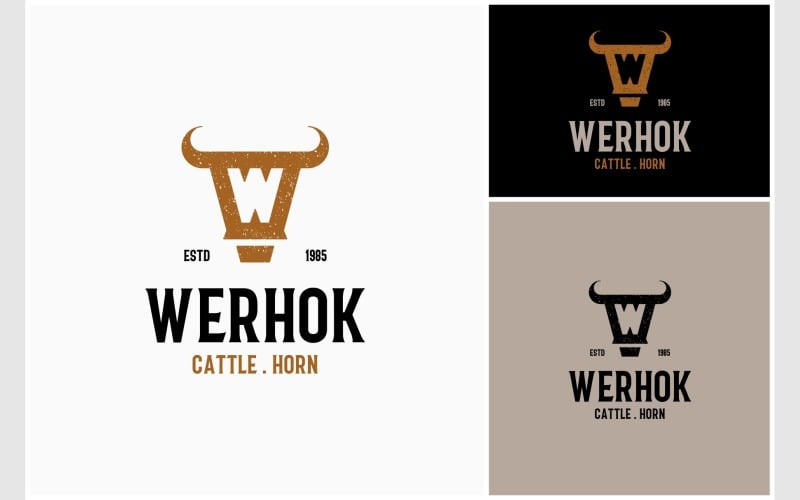 cattle horn letter w rustic logo original