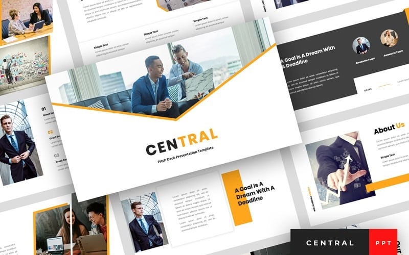 central pitch deck powerpoint template original
