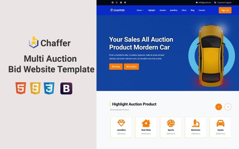 chaffer multi auction and bid html landing page template original