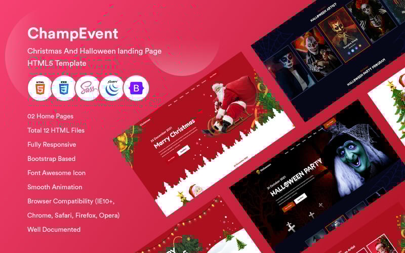 champevent christmas and halloween landing page html template original