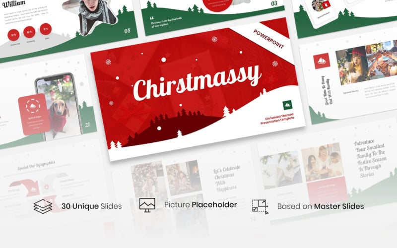christmassy christmas themed powerpoint template original