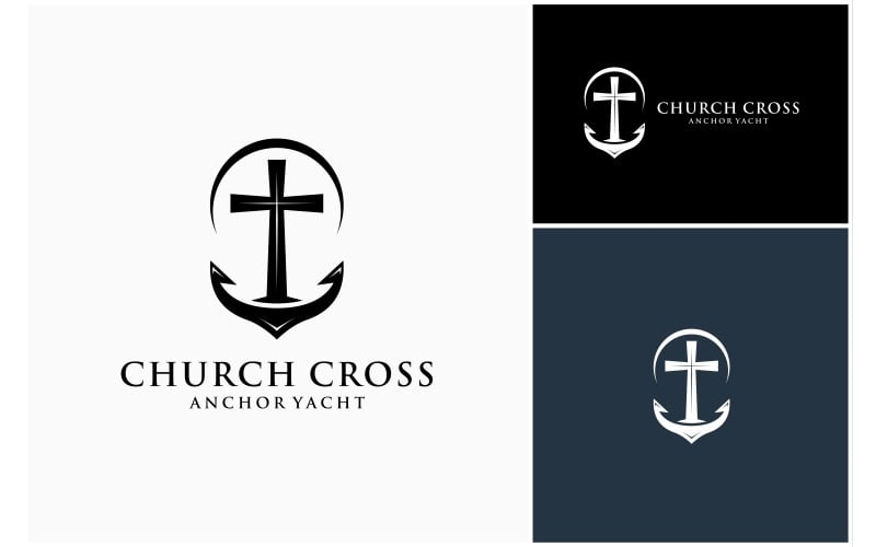 church cross anchor nautical logo original