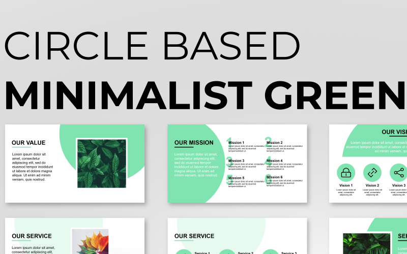 circle based minimalist green presentation powerpoint template original