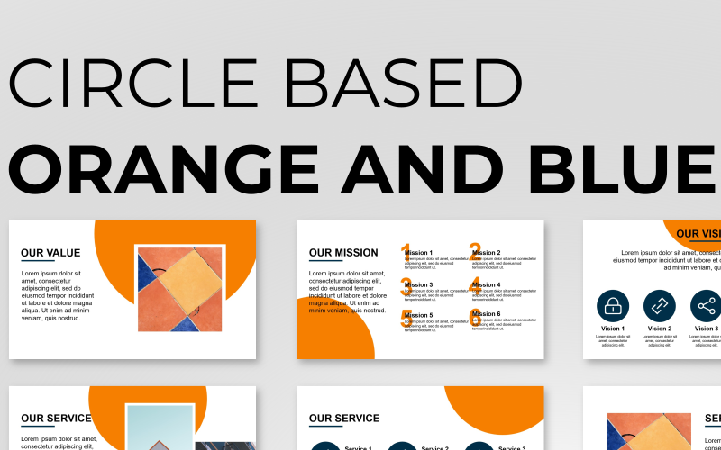 circle based orange presentation powerpoint template original