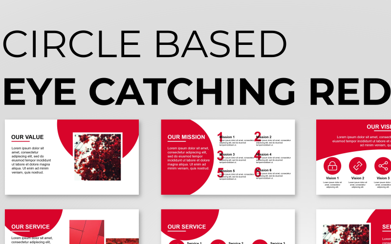 circle based red presentation powerpoint template original