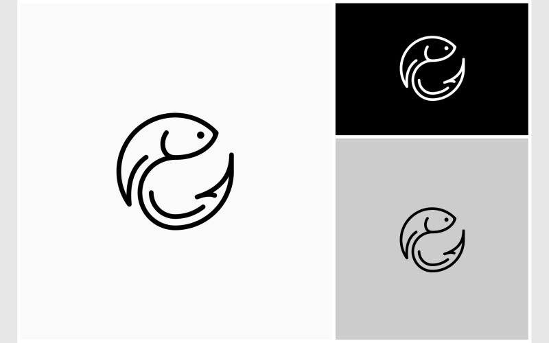 circle fish hook line art logo original