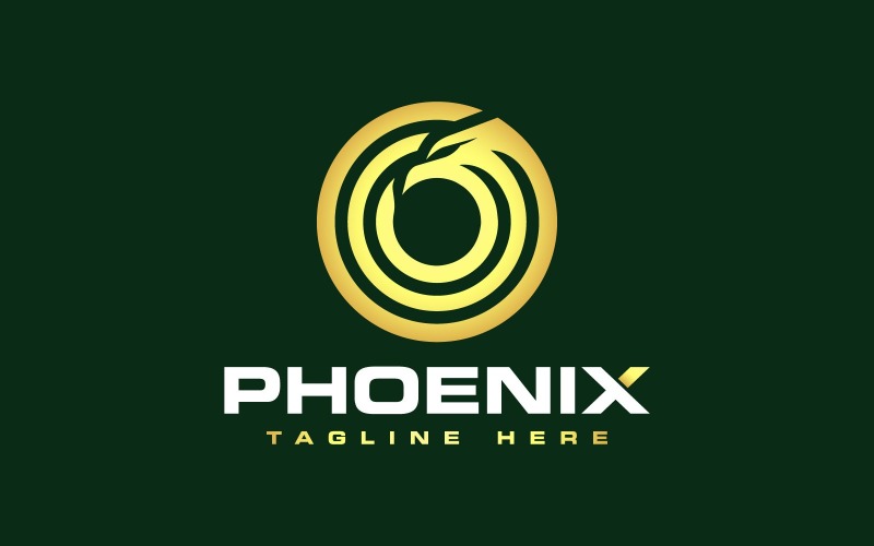 circle geometric golden eagle phoenix logo design original