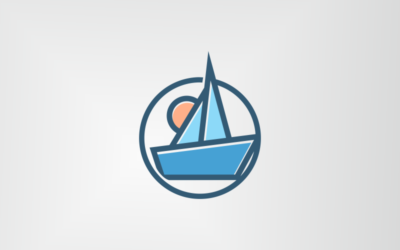 circle ship line logo template original