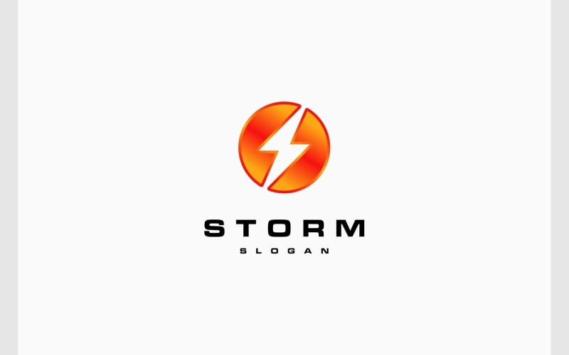 circle volt electric thunder storm logo original