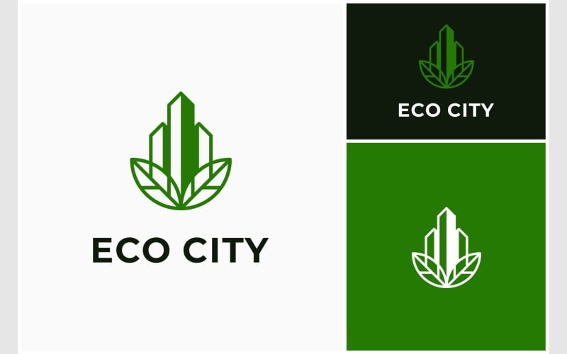 city building eco leaf green logo original