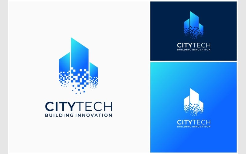 city building pixel digital logo original