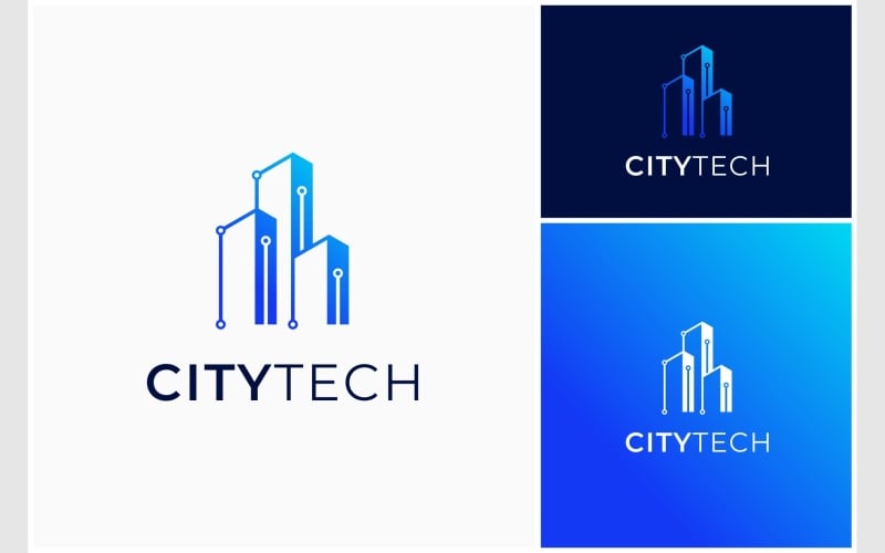 city building technology cyber logo original