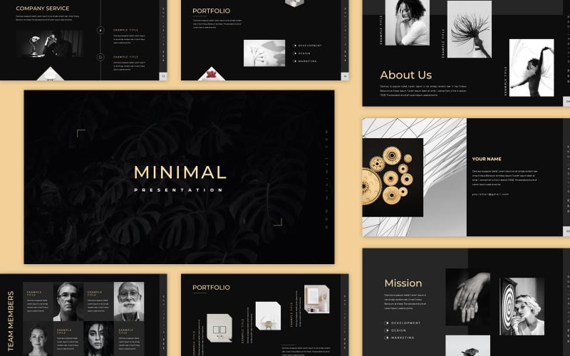 clean black minimal presentation powerpoint template original