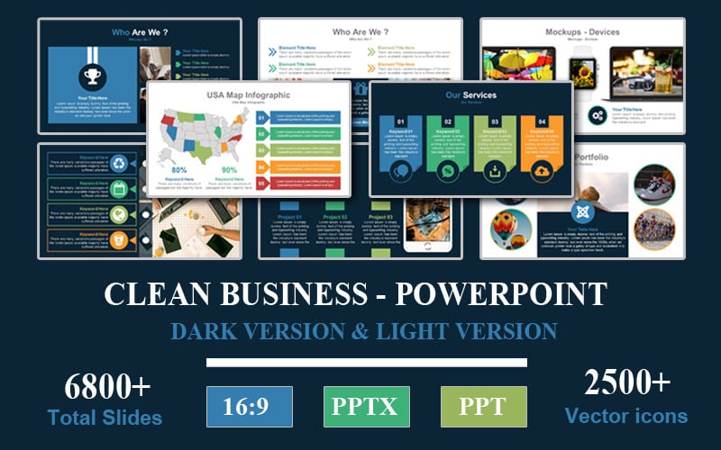 clean business presentation powerpoint template original