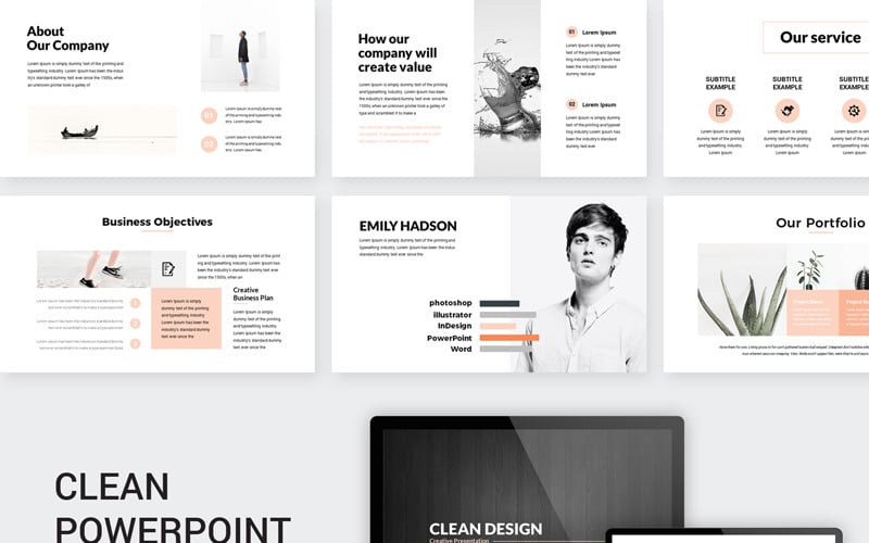 clean design minimal presentation powerpoint template original
