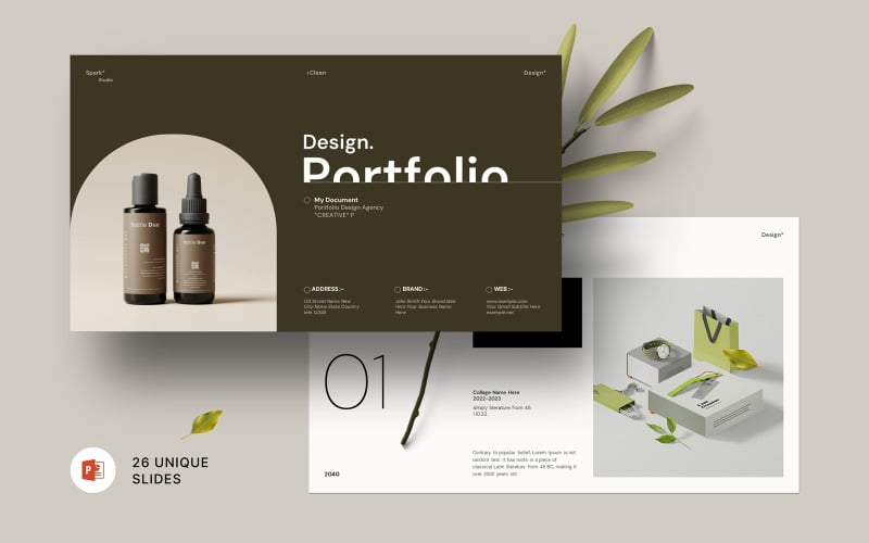 clean design portfolio powerpoint template original