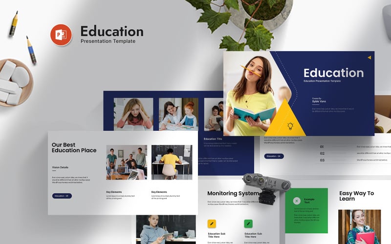 clean education powerpoint presentation template original