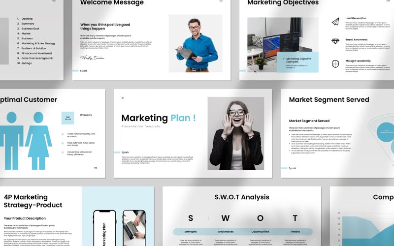 clean marketing plan presentation template original